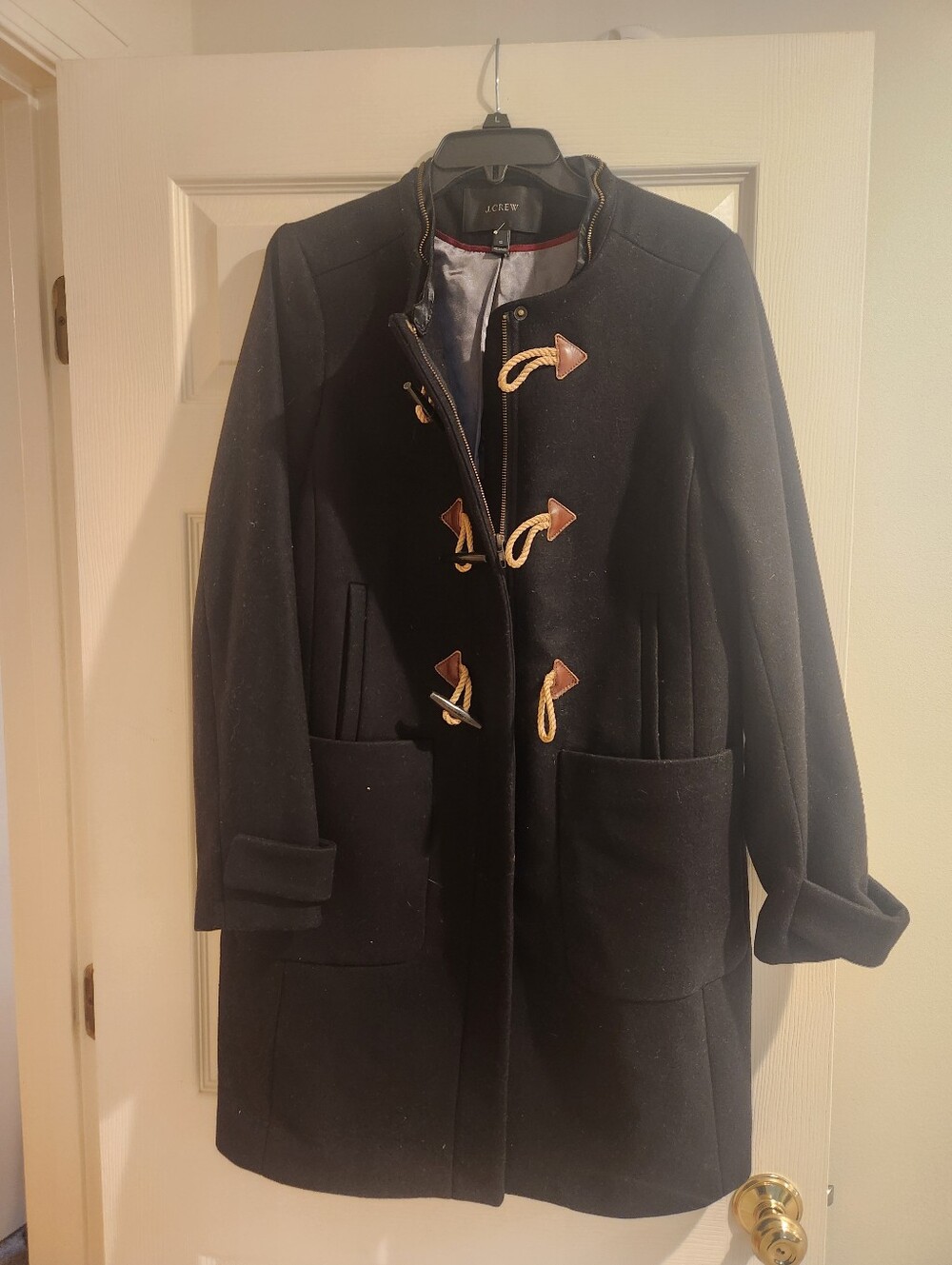 J. Crew Black Wool Toggle Pea Coat with Tan Rope Details 12